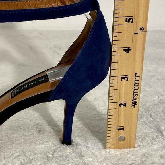 STEVEN Steve Madden Vienna Suede Heels Women's Size 7.5M Peep Toe Navy Blue Gray - Picture 9 of 10